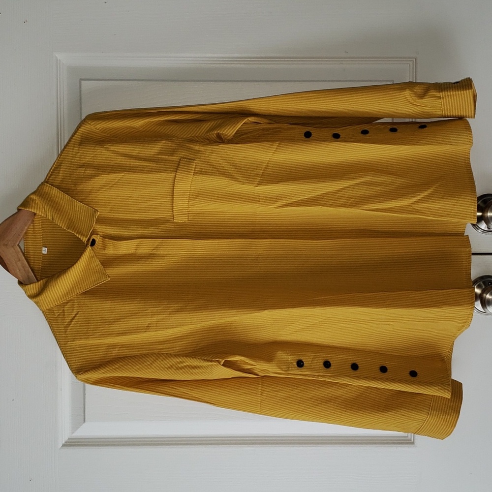 Solid Side Button Boho Collar Rollable Sleeve Blouse Women Large